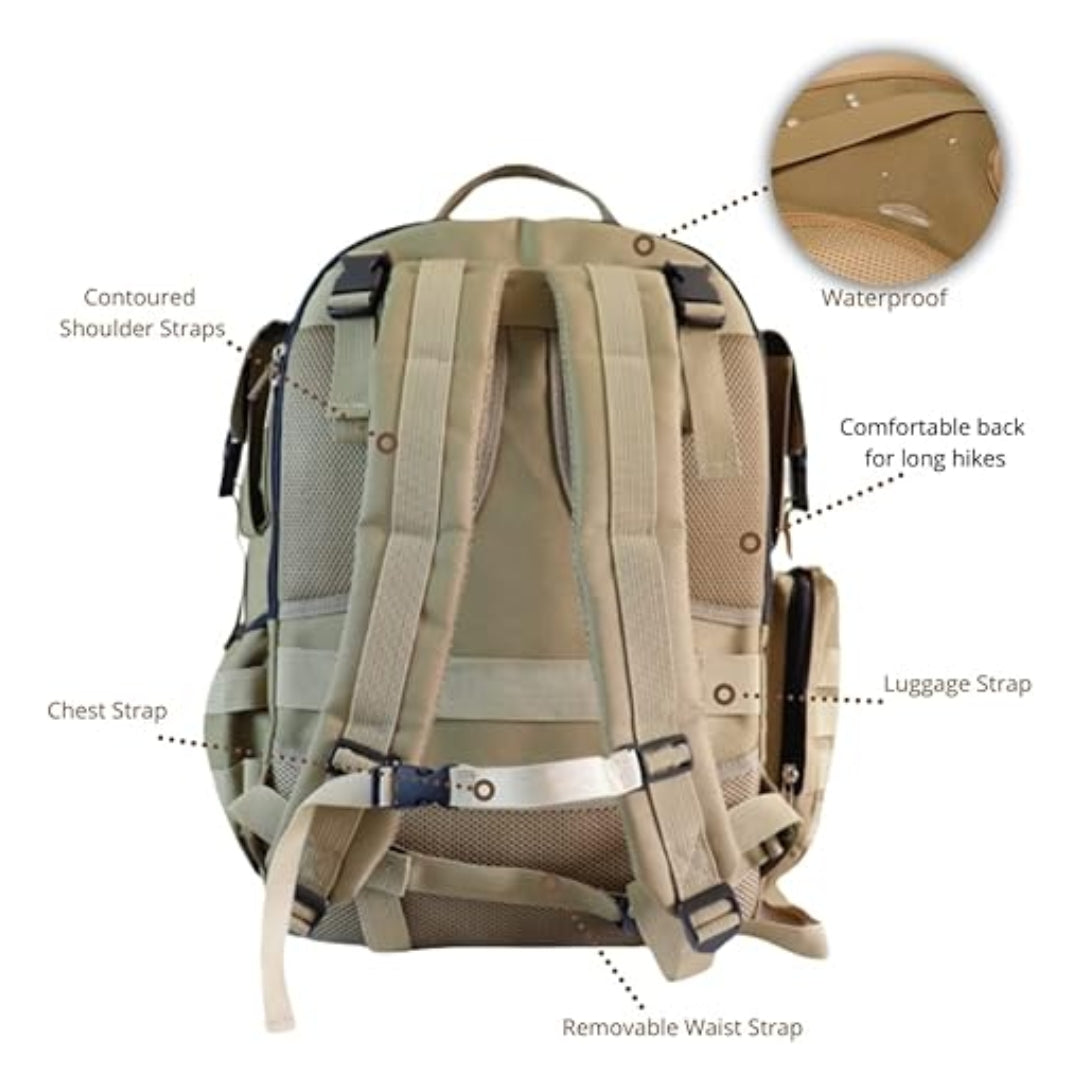 Mochila para fraldas G'ccioni, mochila de viagem, bolsa térmica para mamadeira, alças para carrinho, trocador, lenços umedecidos e bolso para mamadeira