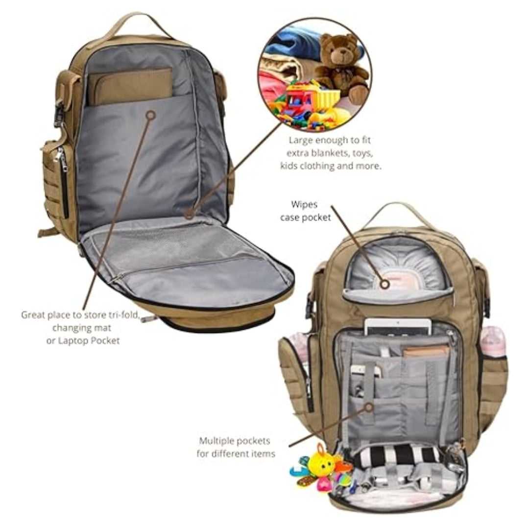 Mochila para fraldas G'ccioni, mochila de viagem, bolsa térmica para mamadeira, alças para carrinho, trocador, lenços umedecidos e bolso para mamadeira