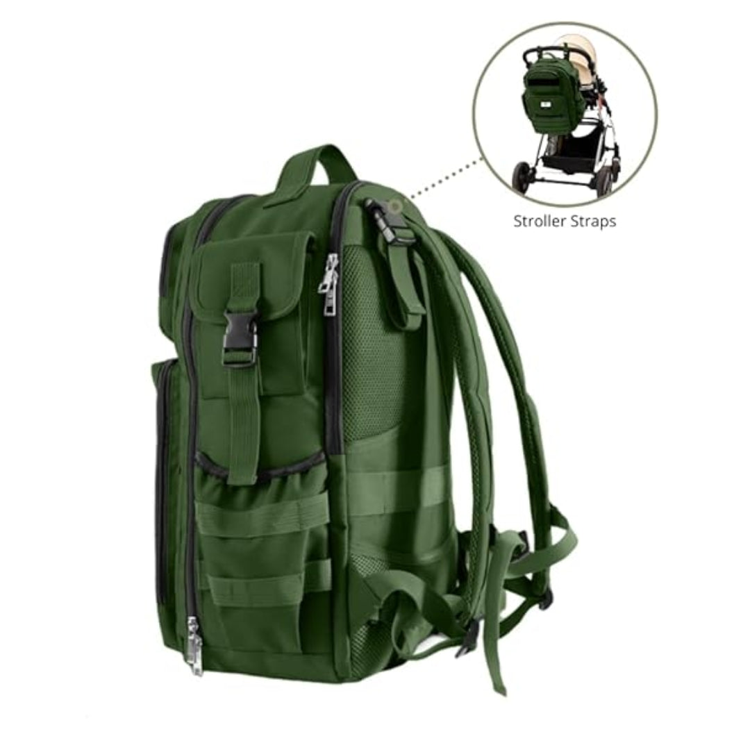 Mochila para fraldas G'ccioni, mochila de viagem, bolsa térmica para mamadeira, alças para carrinho, trocador, lenços umedecidos e bolso para mamadeira