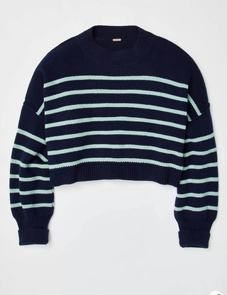 Free People - Suéter Cropped Listrado Easy Street