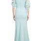 Alberto Makali - Off The Shoulder Embellished Lace Sleeve Mermaid Slit Side Gown