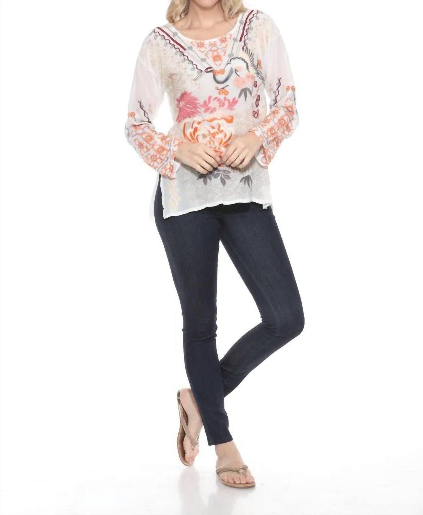 Johnny Was - Charlize Embroidered Silk Blouse