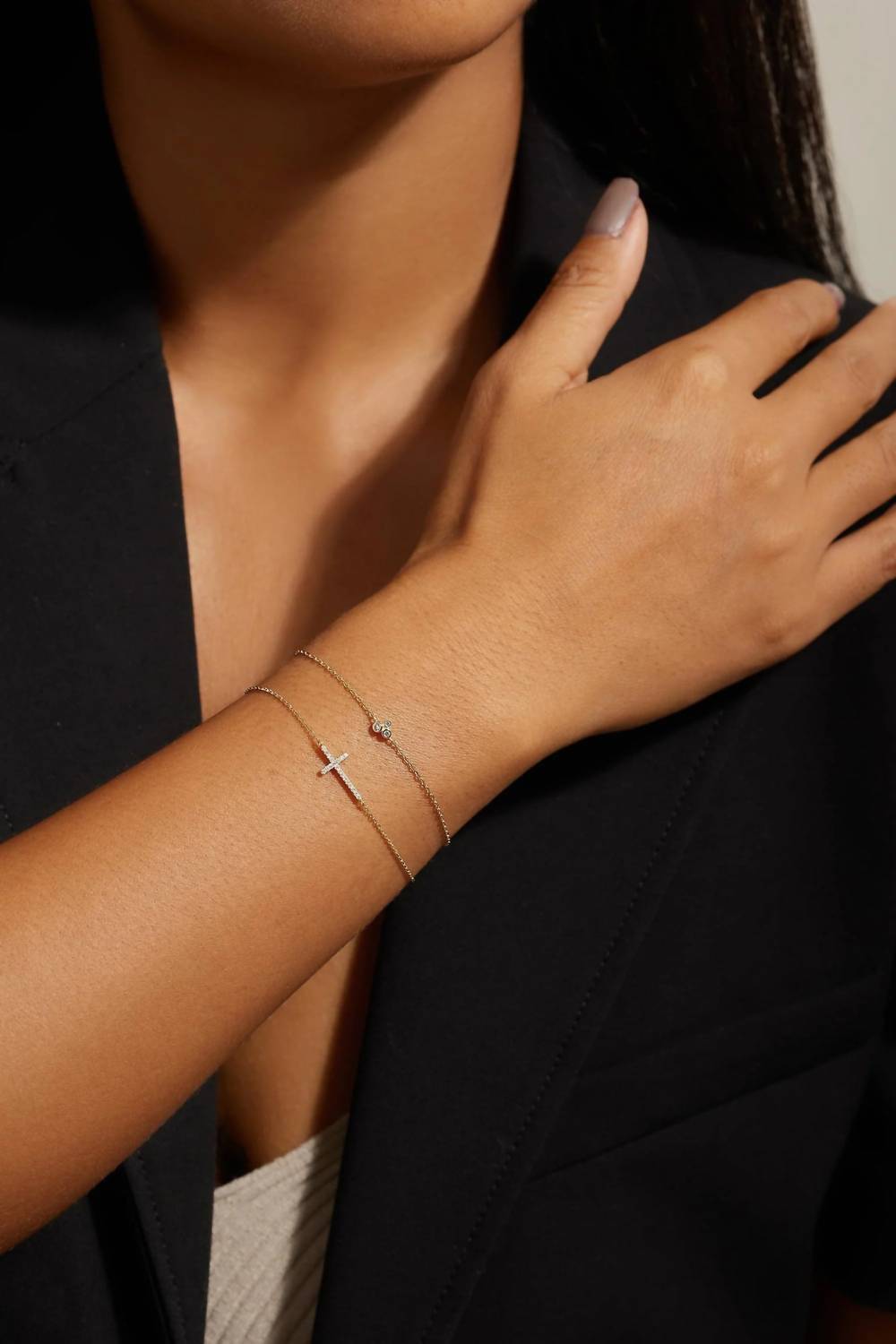 Eklexic - Women's Horizontal Cubic Zirconia Cross Bracelet