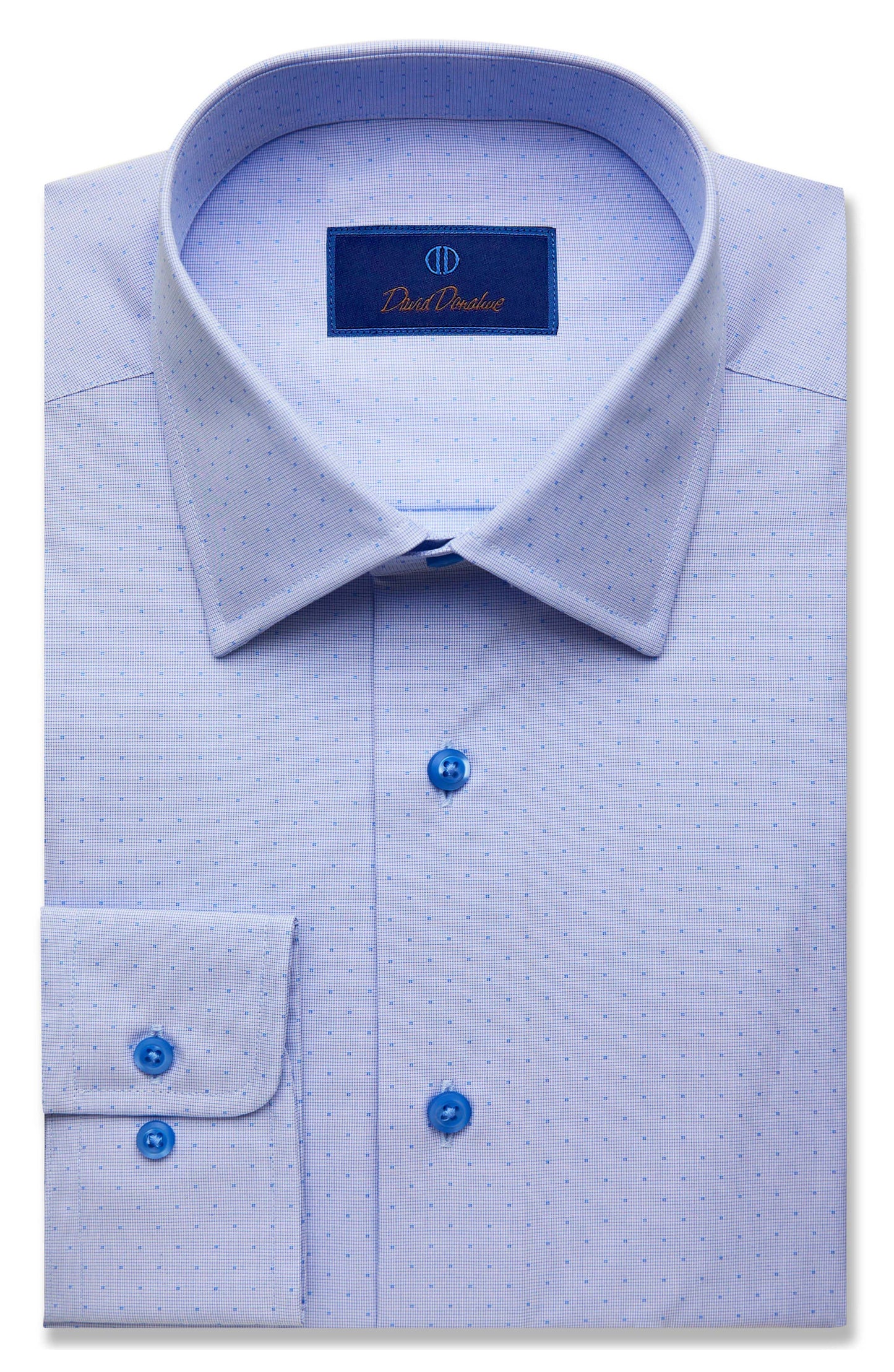 David Donahue Trim Fit Dress Shirt in Blue, Size 18.5 - 34