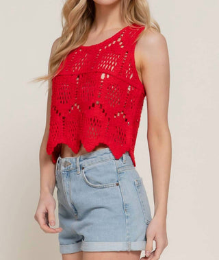 Active Basic - Regata curta feminina de crochê e algodão