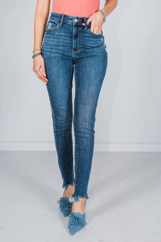 Judy Blue - Calça Jeans Skinny Shark Bite Hem de Cintura Alta