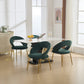 Velvet Fabric Dining Chair with Curved Backrest and Golden Metal Legs