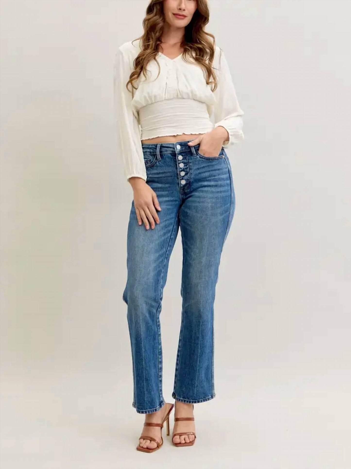 Judy Blue - Mid Rise Slim Straight Rigid Magic Button-fly Jeans
