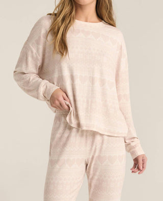 Z Supply - Blusa de manga comprida Fairisle Heart