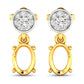 0.11 Carat Genuine White Diamond 14K Yellow Gold Semi Mount Earrings - holds 7x5mm Oval Gemstones