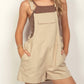 Very J - Suspender Solid Woven Casual Overall Romper