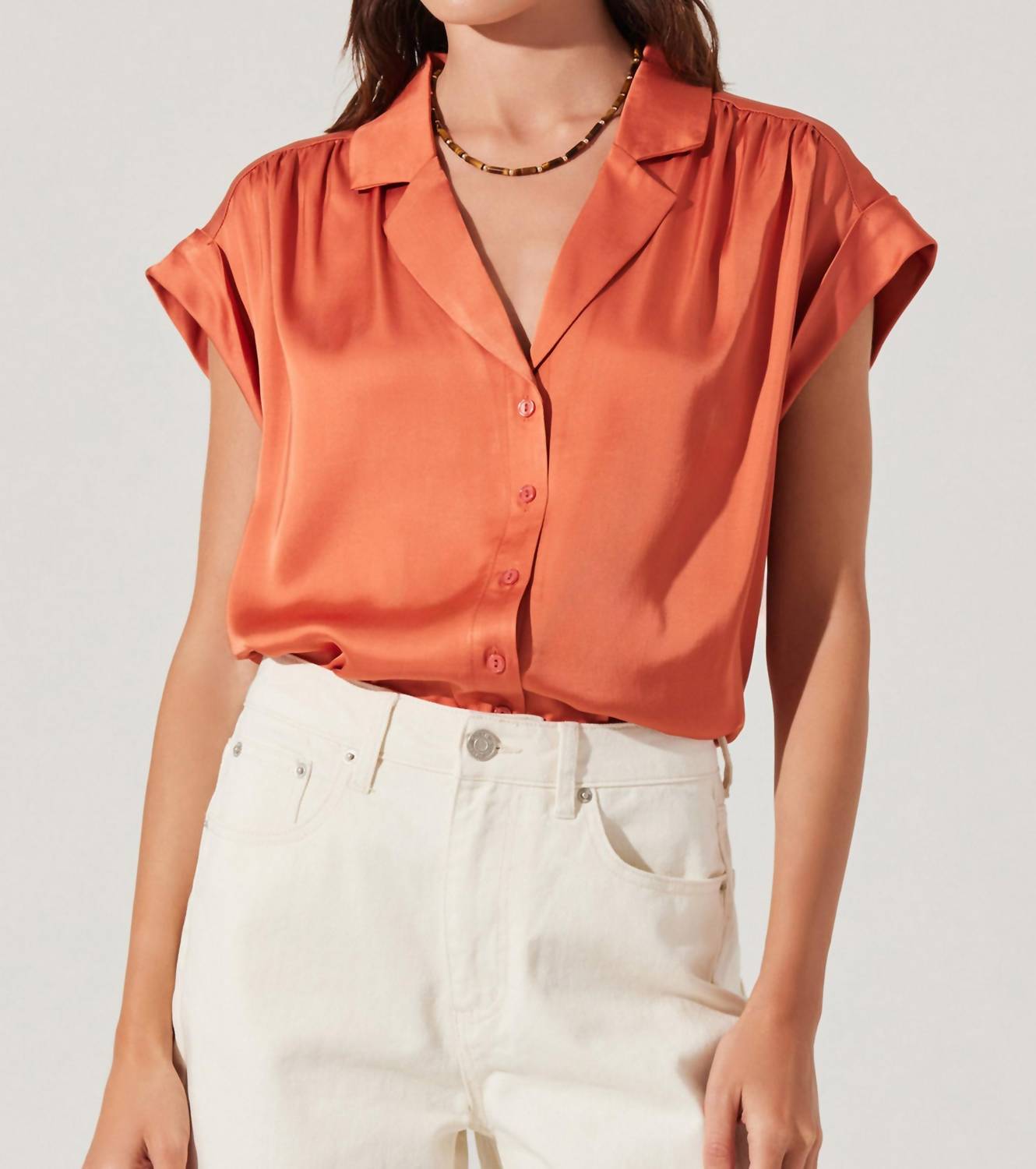Astr - Callen Satin Button Up Top