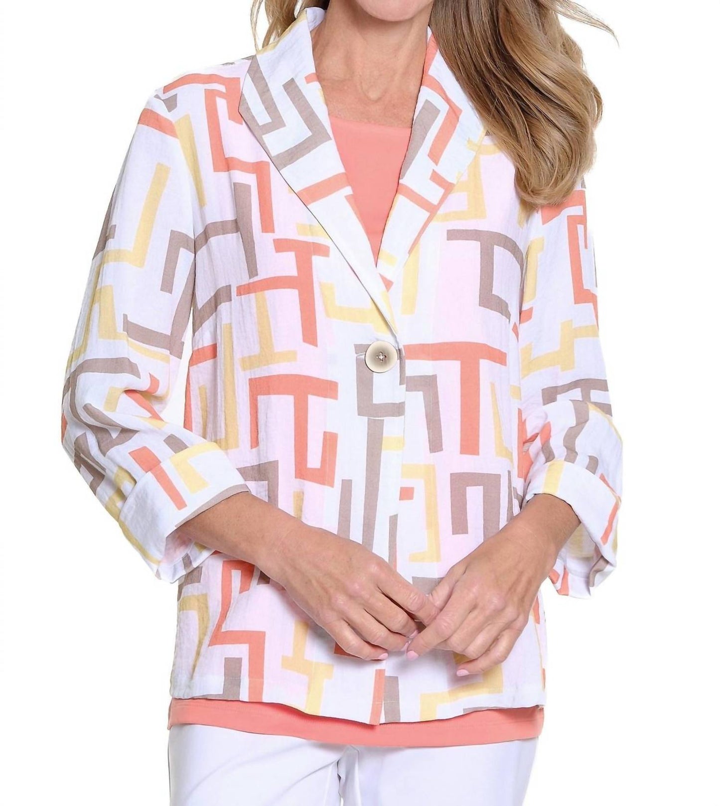 Multiples - 3/4 Sleeve Button Front Jacket