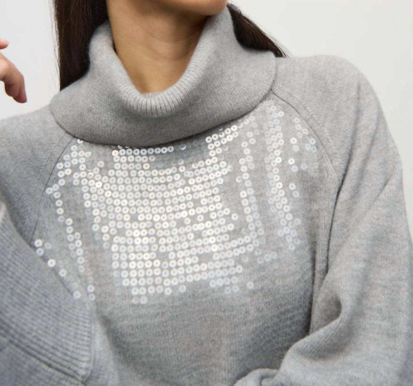 Joseph Ribkoff - Sequined Long Sleeve Cowl Neck Sweater
