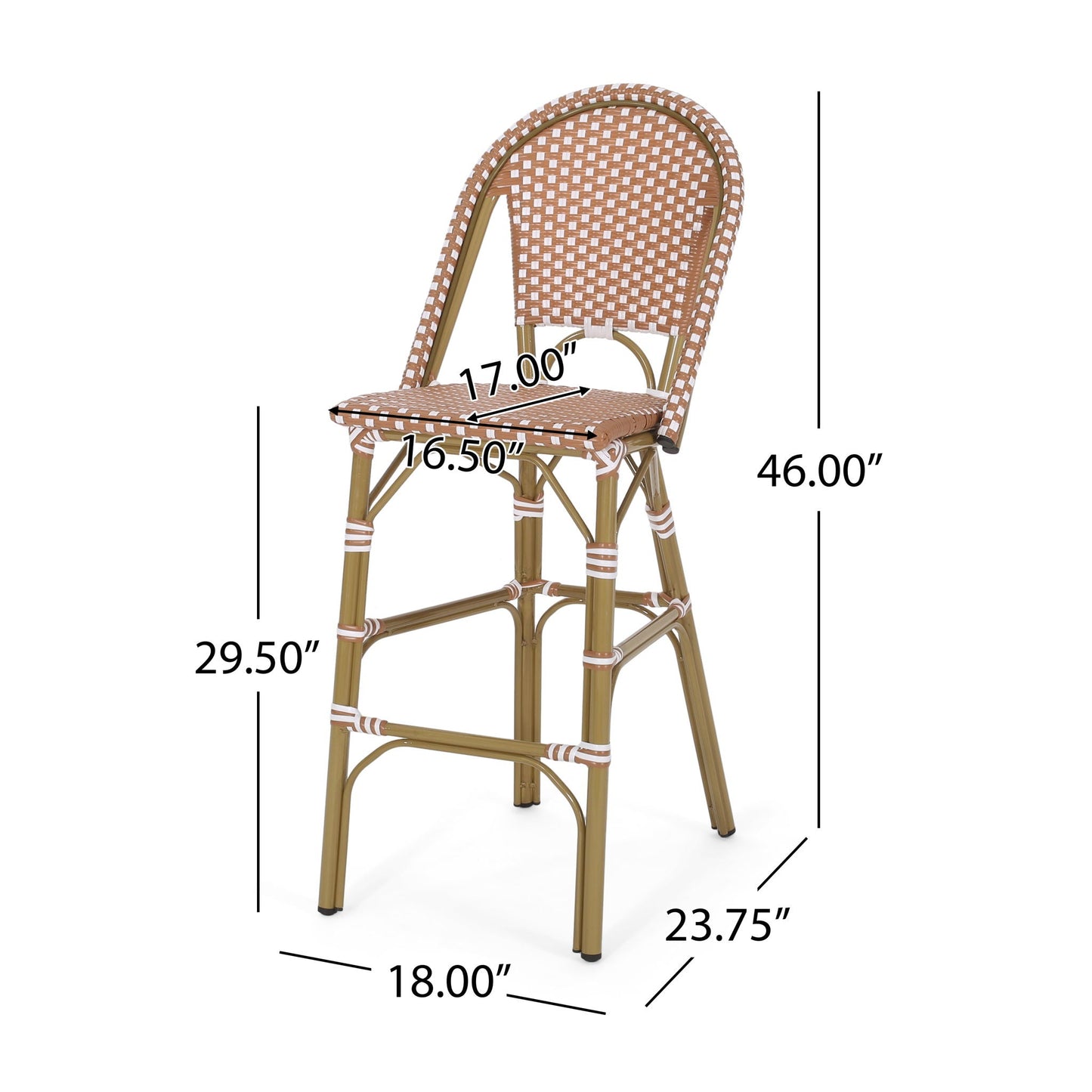 Outdoor PE Rattan French Barstool Set