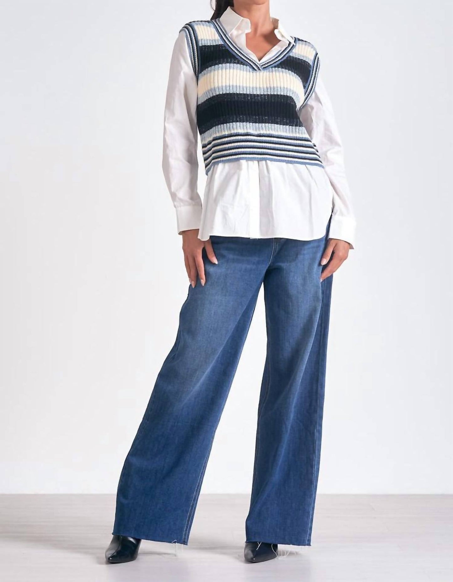 Elan - Kaia Twofer Sweater Top