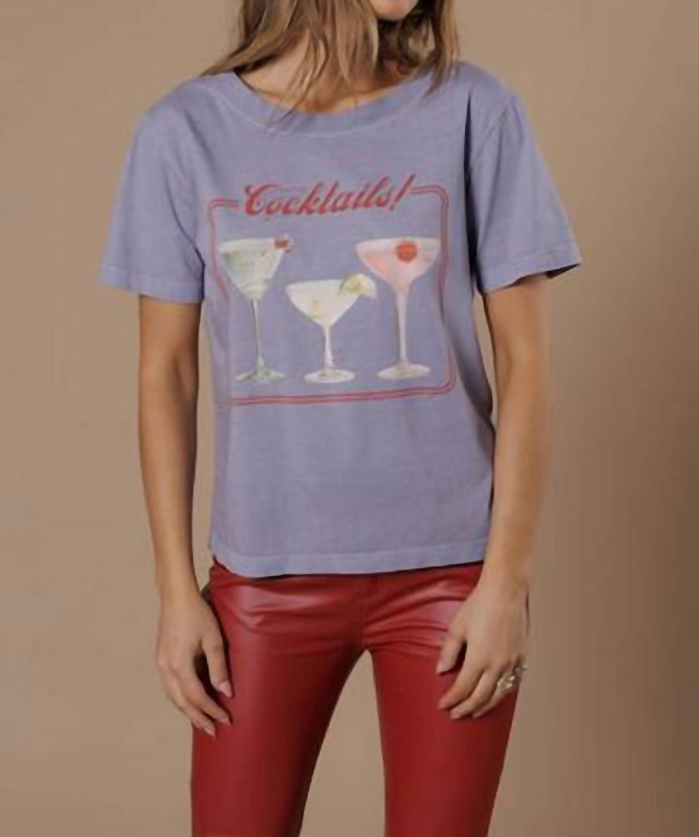 All Us - But First Cocktails Wide Neck Tee