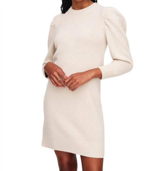 White + Warren - Vestido com mangas bufantes e mistura de cashmere