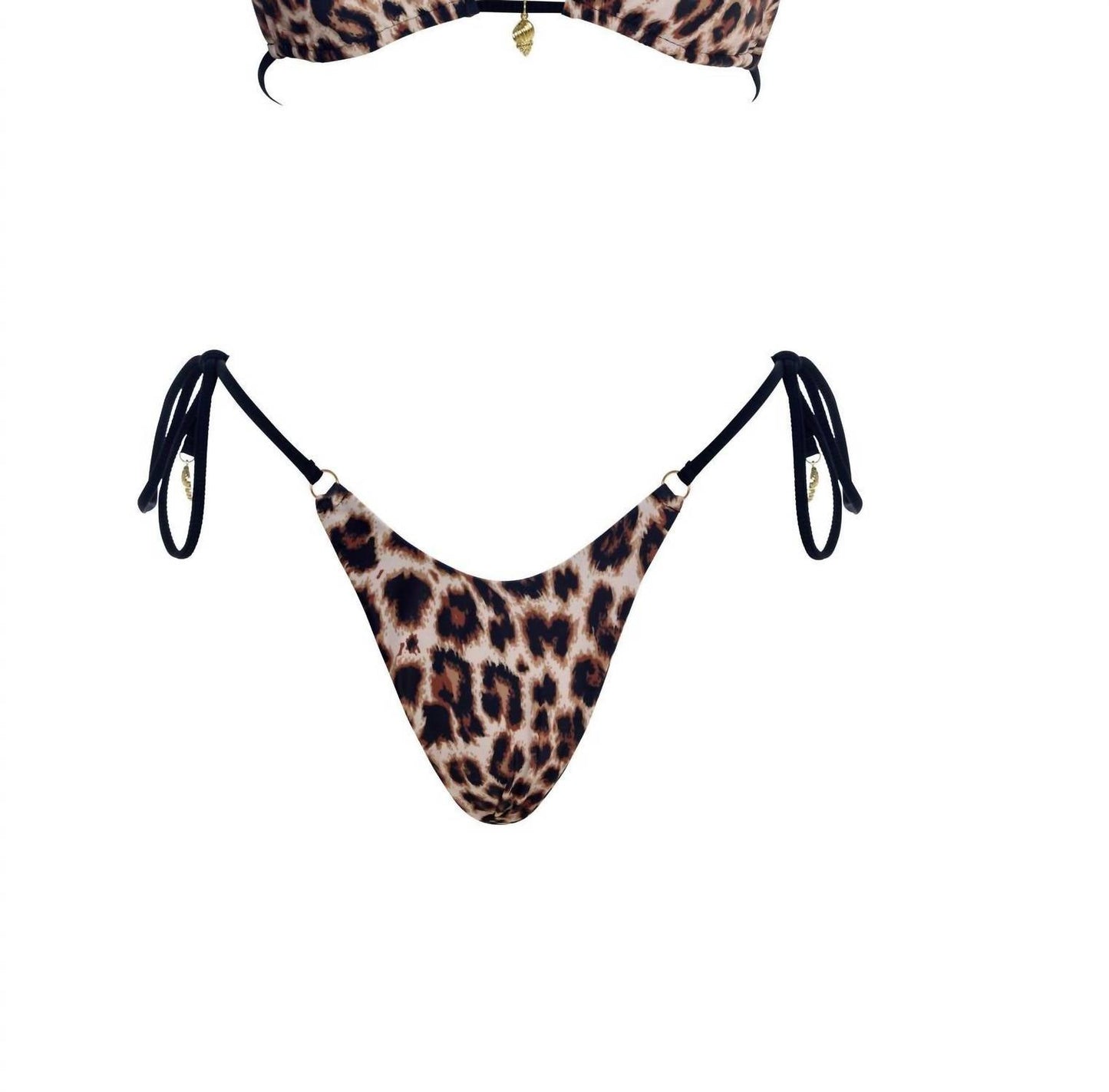 Gigizara - Women's Leopard Luxe Tie Side Bikini Bottom Brazilian Cut & Luxe Shine
