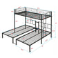 Twin Over Twin Over Twin Triple Bunk Bed With Safety Rails And Storage Shelf - Black