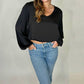 Kld. Signature - Washed Satin V-neck Bubble Hem Blouse