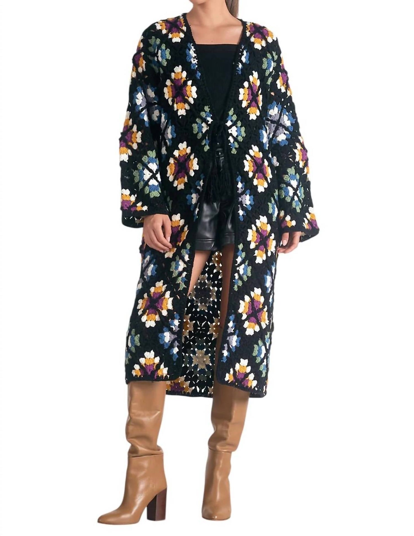 Elan - Valentina Granny Square Sweater Cardigan