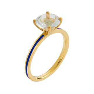 Eye M - Anel fino de esmalte topázio feminino