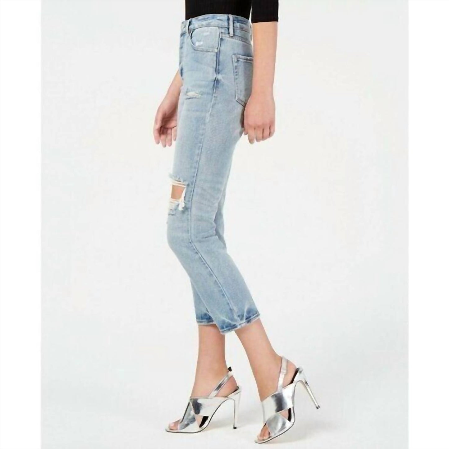 Kendall + Kylie - The Icon Distressed Boyfriend Crop Ripped Jeans