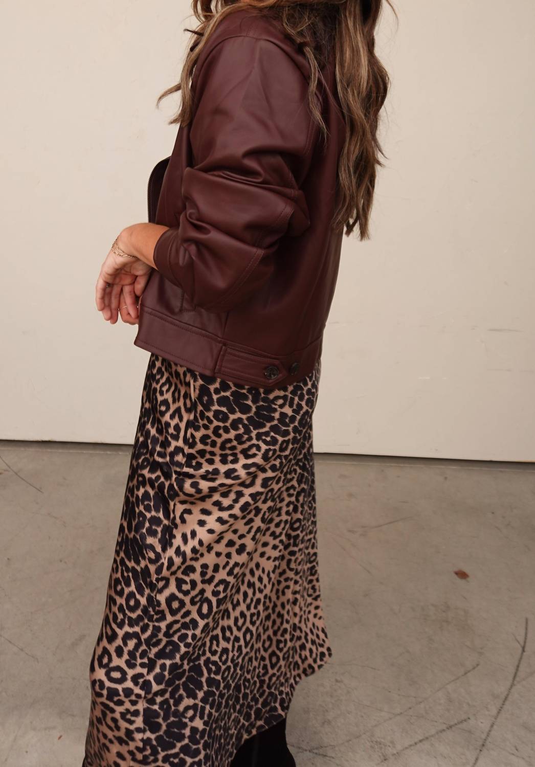 Allie Rose - Relaxed Long Sleeve Faux Leather Jacket