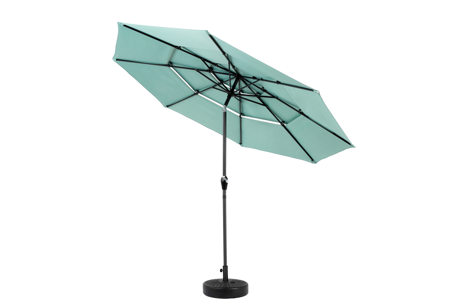 Aluminium 10ft 3 Tier Auto-Tilt Outdoor Patio Umbrella - Light Green