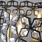 19' Geometric Crystal and BlackGold Round Pendant Chandelier