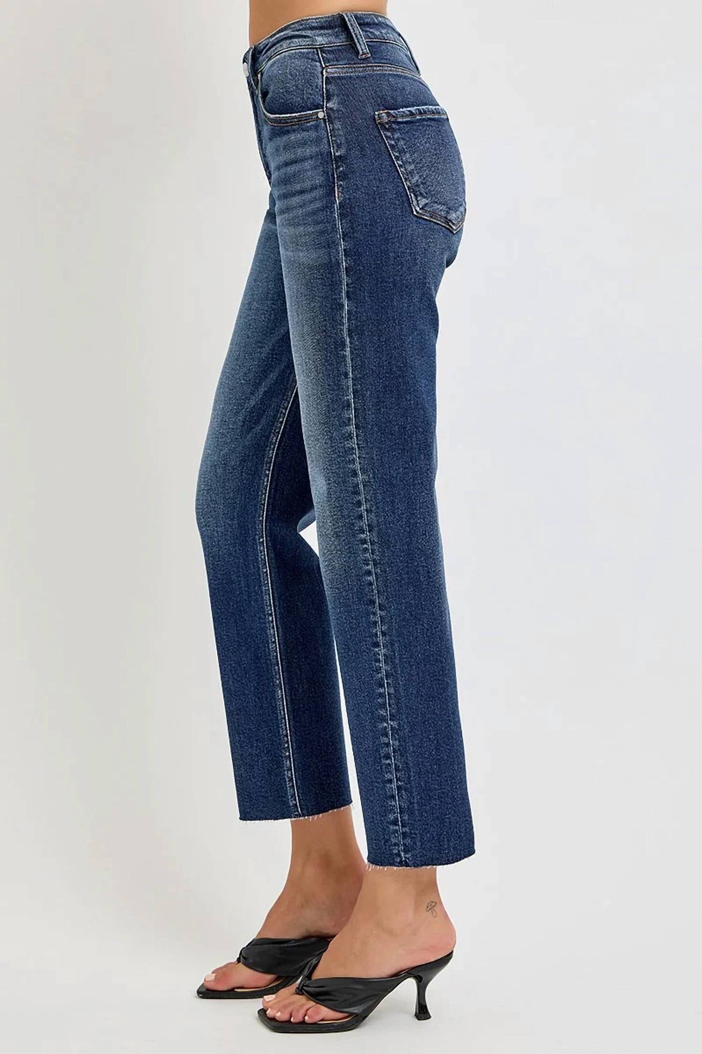 Risen - Tummy Control High Rise Crop Straight Jeans