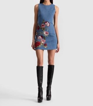 Alice + Olivia - Cade Embroidered Denim Mini Dress