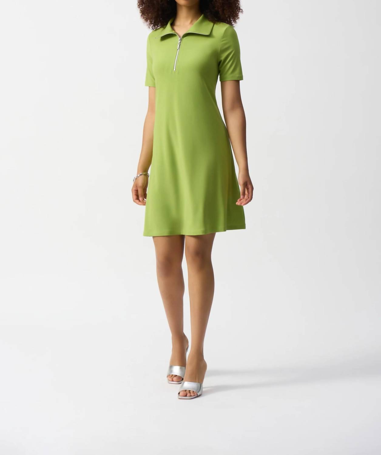 Joseph Ribkoff - Zipped Short Sleeve Mini Shift Dress