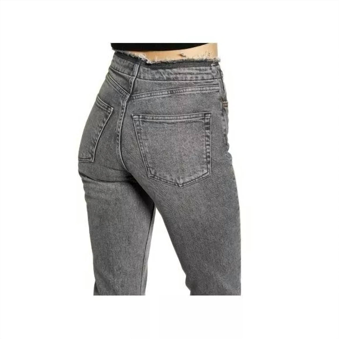 Topshop - High Rise Raw Hem Cropped Straight Leg Jeans