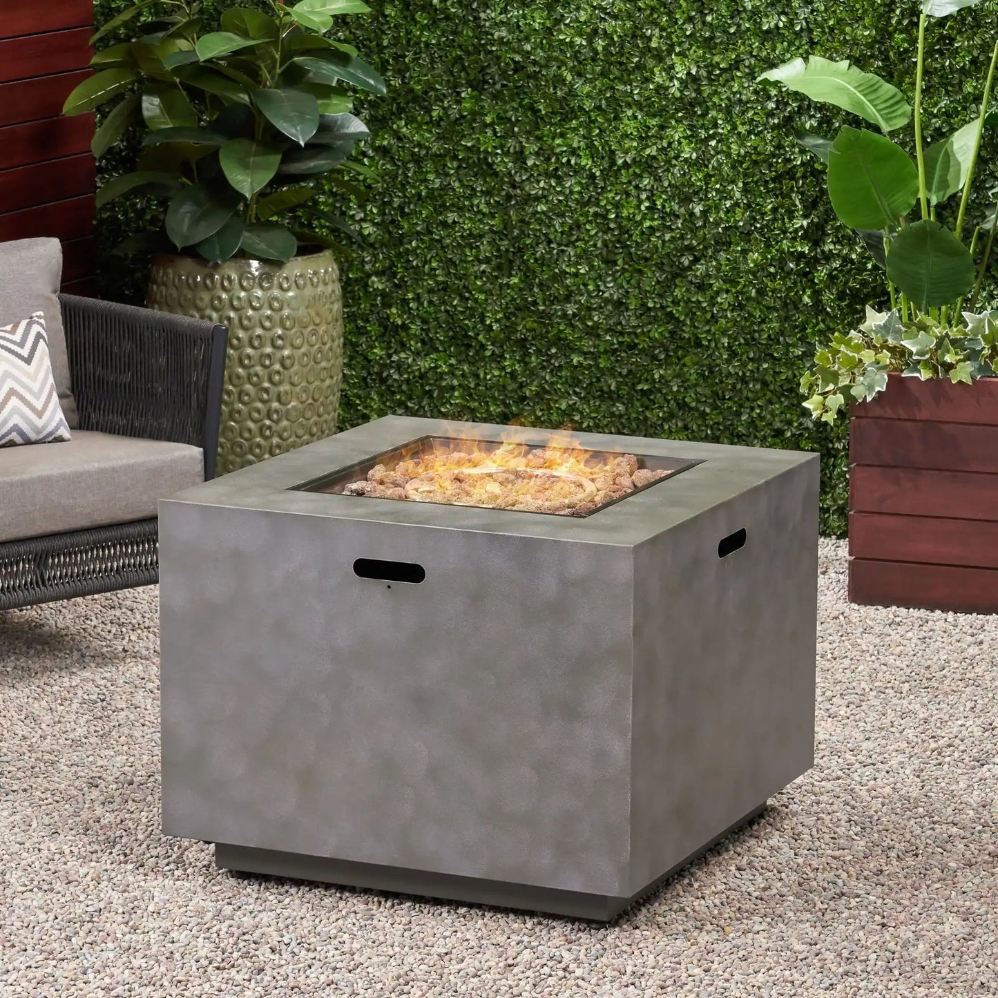 Outdoor Patio Gas Burning Fire Pit Table 50,000 BTU, Square