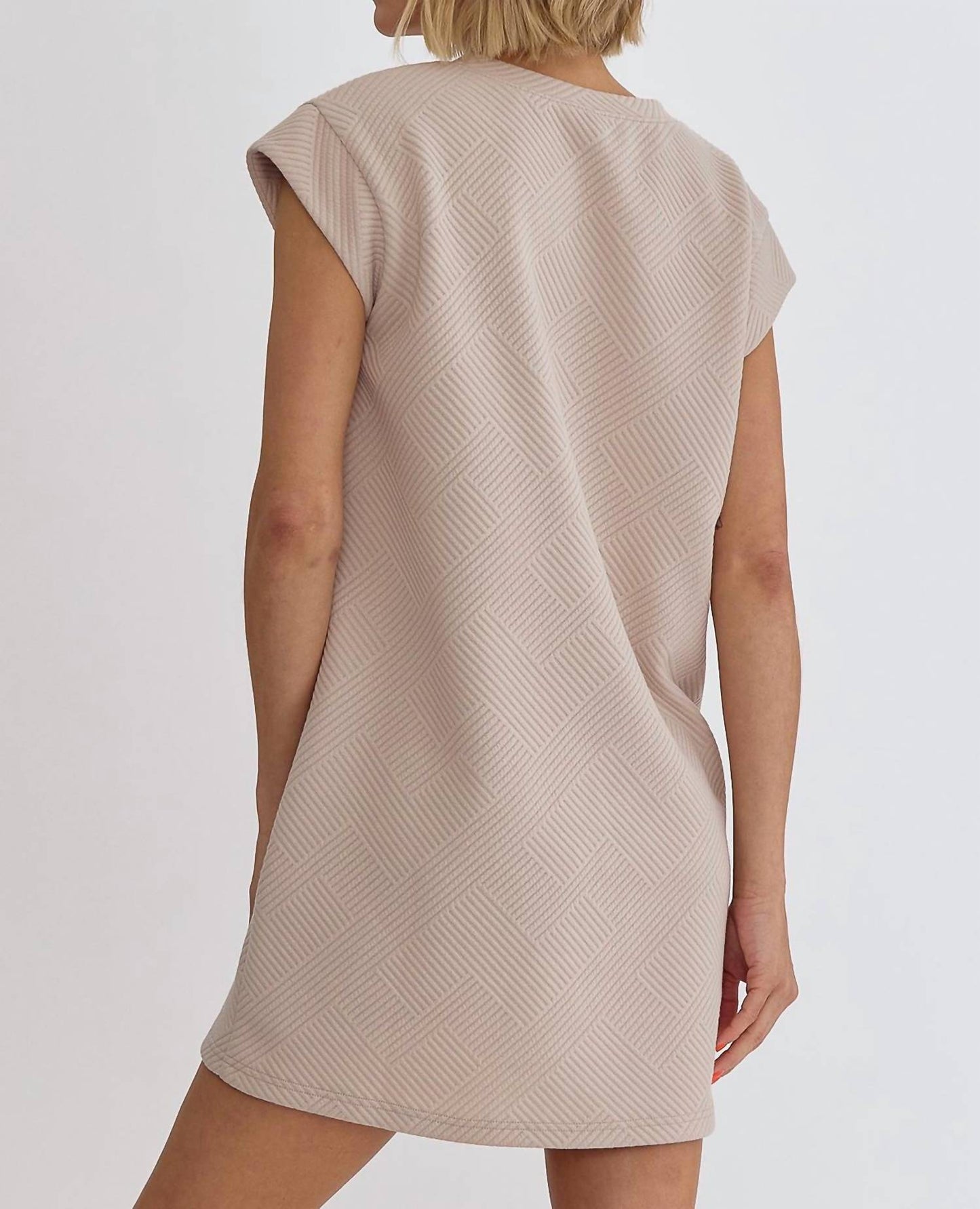 Entro - Textured Round Neck Mini Dress