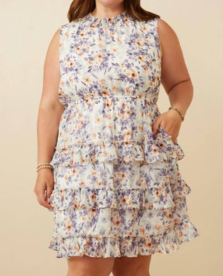 Hayden La - Floral Smocked Neck Tiered Dress