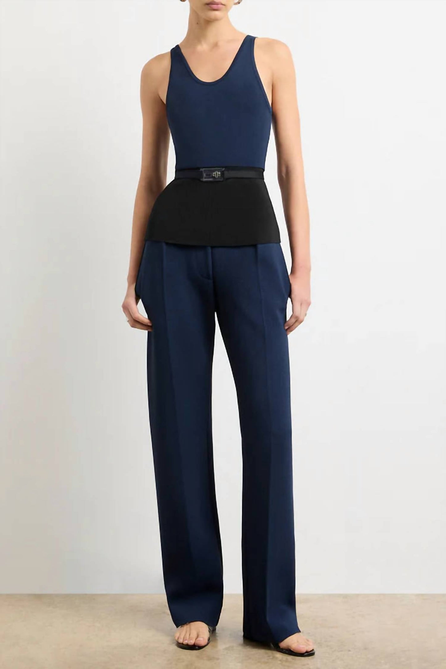 Brandon Maxwell - Julia Scoop Neck Knit Tank Turnlock Belt