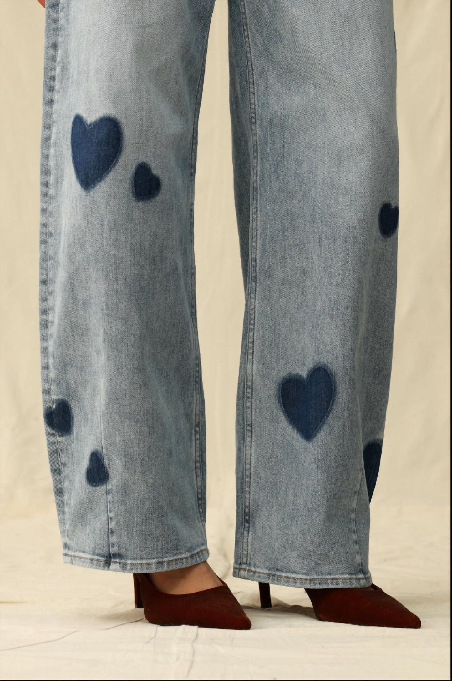 Bayeas - Women's Rosalind Heart Detail High Rise Barrel Jeans