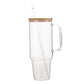 Creative Gifts International - Glass 40 oz. Tumbler with Bamboo Lid, Handle & Straw