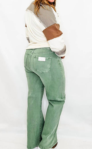 Risen - Calça Jeans de Cintura Alta e Perna Larga