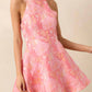 B.Right - Vibrant Floral Jacquard Halter Neck Dress With Ribbon Back