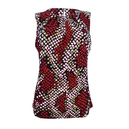 Calvin Klein Women s Snake Print Pleated Neck Top Black Size Medium