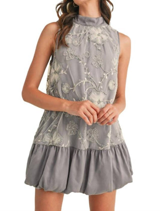 &amp;Merci - Vestido curto com bainha bolha e técnica mista enfeitada