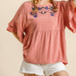 Umgee - Floral Embroidered Babydoll Top