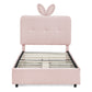 Twin Size Kids Upholstered Bed with Oversized Rabbit Ear Headboard