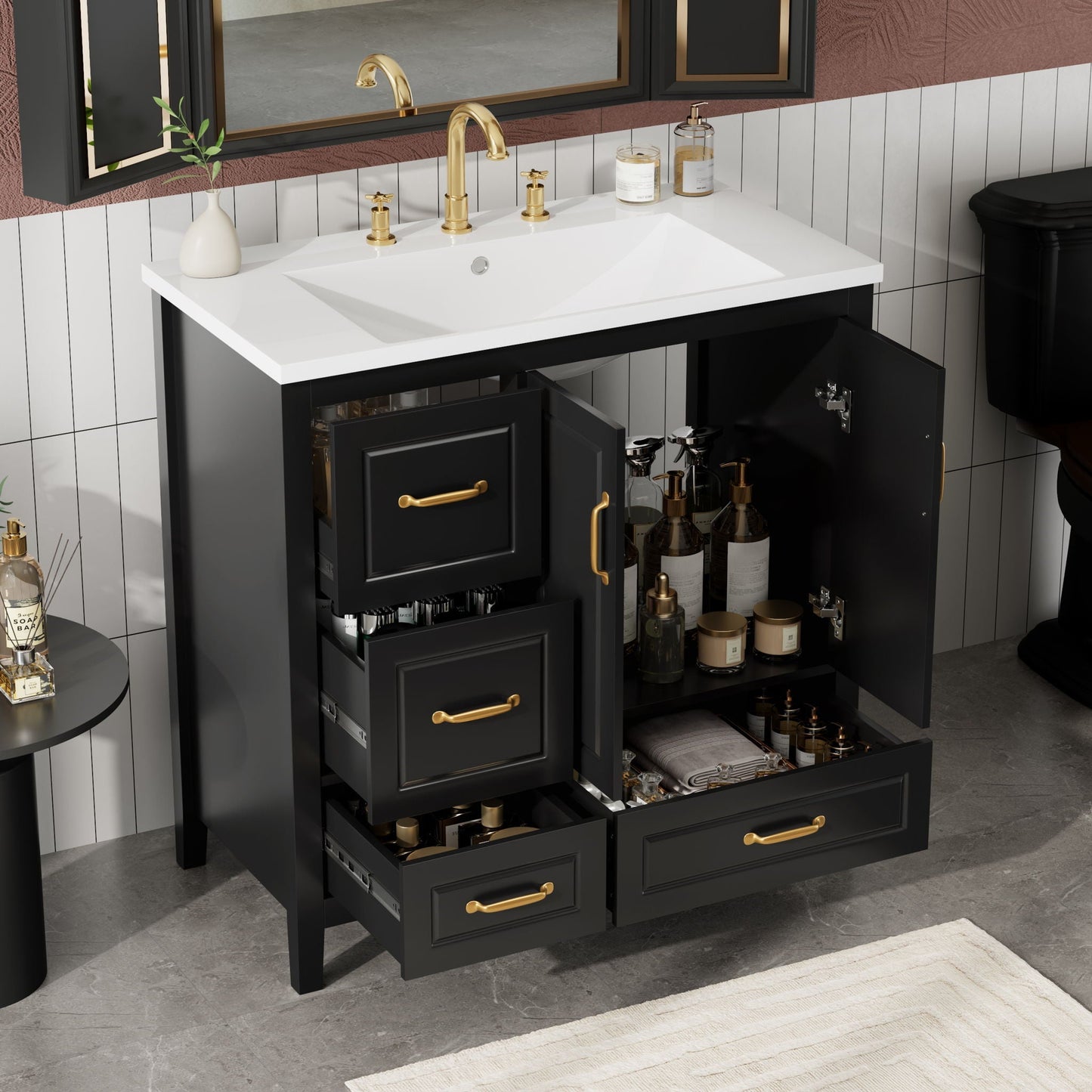 Bathroom Vanity With Sink, Soft Closing Doors & Drawers