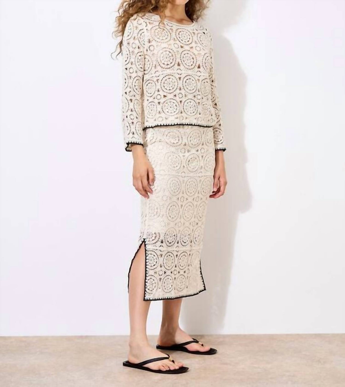 Apricot - Crochet Midi Skirt