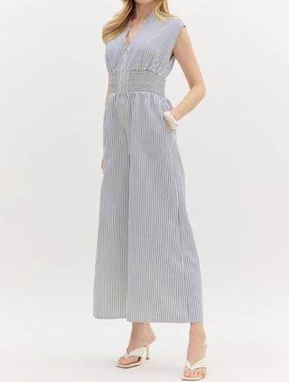 Entro - Striped Romper with Zipper